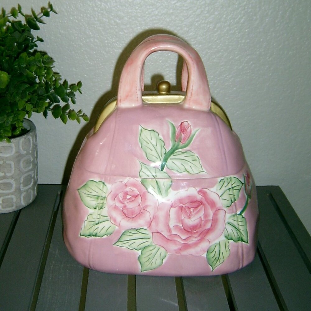 Purse Cookie Jar, Shabby Pink Roses